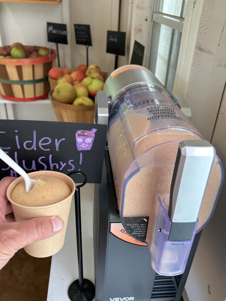 cider slushies in the Plum Brook Farm farmstand